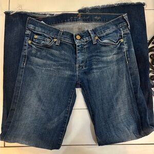 7 For All Mankind Blue Boot Cut Jeans with Vintage Wash